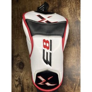 Exotics E8 Hybrid White/Red/Black Golf Headcover w/ Identifier Tag
